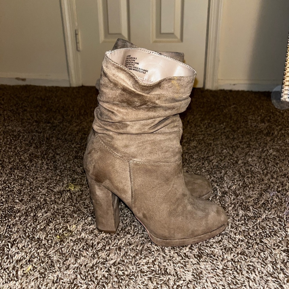 Tan suade booties